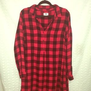 Red Plaid Shirt Dress